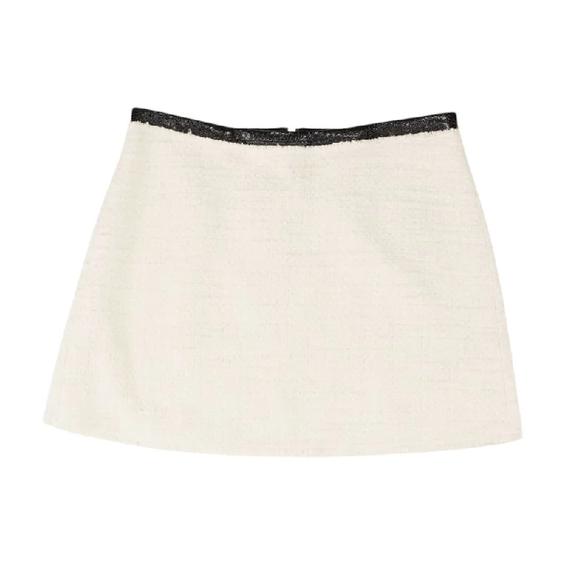 Ivory Solid Mini Skirt leather skirt modern