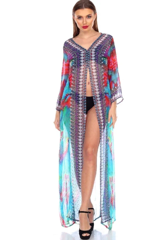 Women's Sexy Open Front Swimsuit Swim Beach Maxi Cover Up Dress Deep-V Swimsuit Design