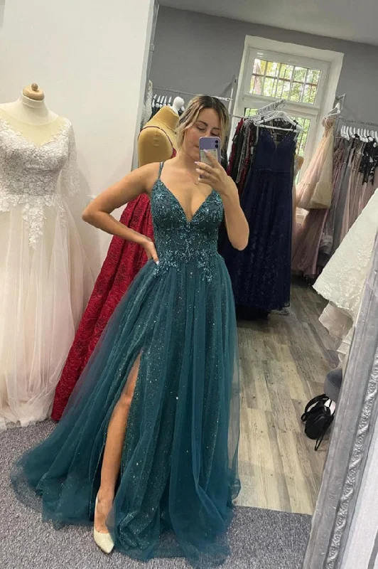 New Arrival Tulle Beaded Long A line Prom Dress Spaghetti Straps Evening Party Dress OK1389 Boatneck Modish Everyday New Arrival Tulle Beaded Long A line Prom Dress Spaghetti Straps Evening Party Dress OK1389 Boatneck Modish Everyday