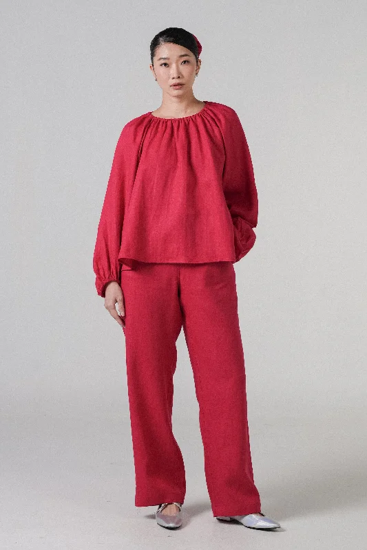Avenue Linen Pants in Scarlet Formal Stretch Pants