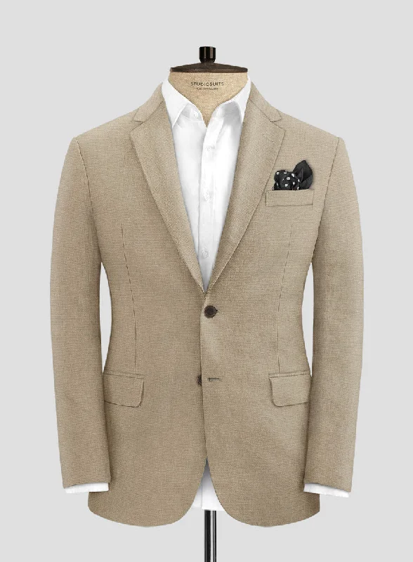 Solbiati Art Du Lin Beige Linen Jacket Zippered Front Buttoned Front Snap Front