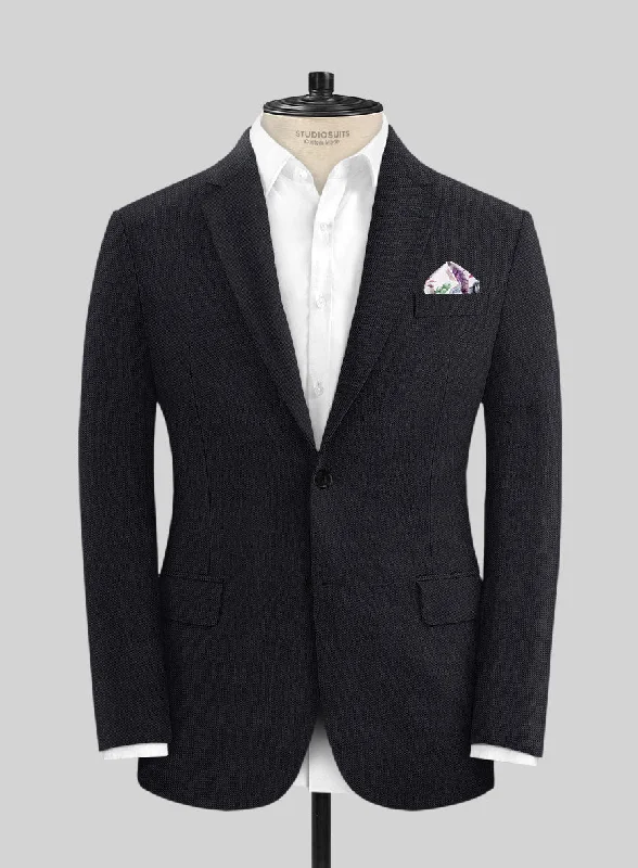 Solbiati Art Du Lin Dark Blue Linen Jacket Wool Jacket Cashmere Jacket Tweed Jacket