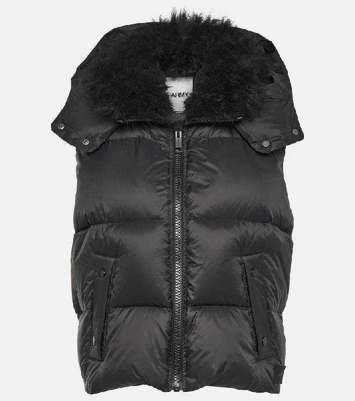 Yves Salomon Shearling-trimmed down jacket A-Line Jacket Boat Neck Shawl Collar