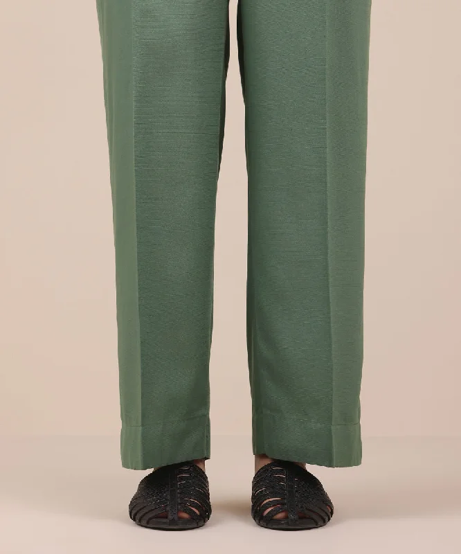 Raw Silk Straight Pants Fashionable Sporty Pants