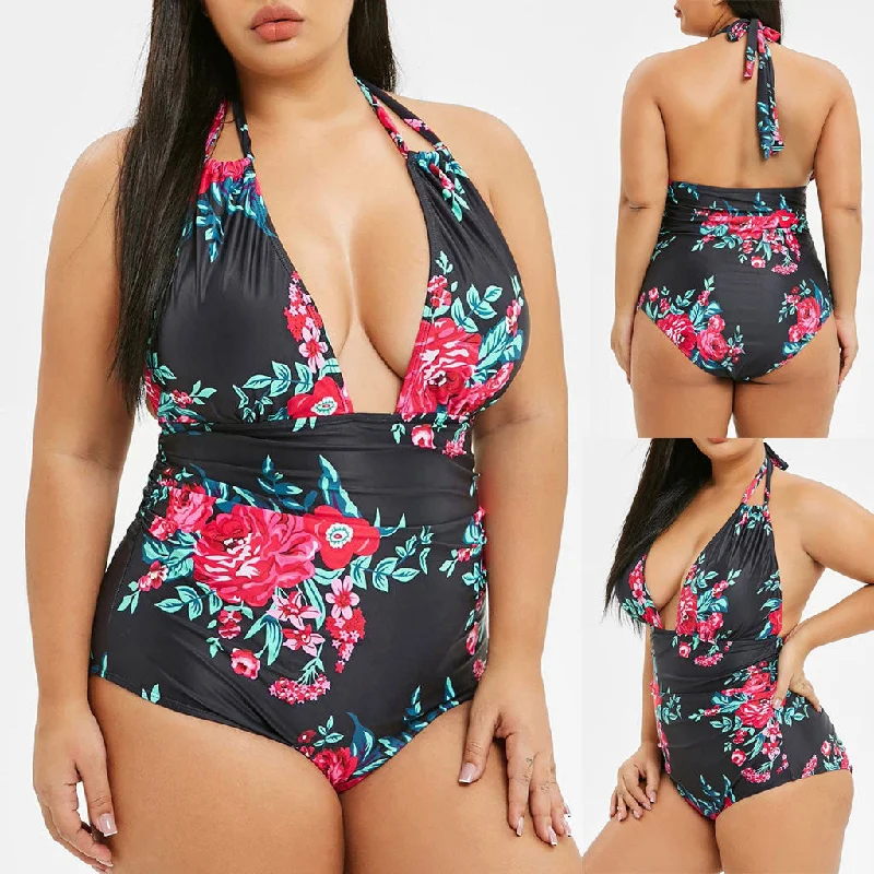 Printed one-piece swimsuit Ruffled Swimsuit Top