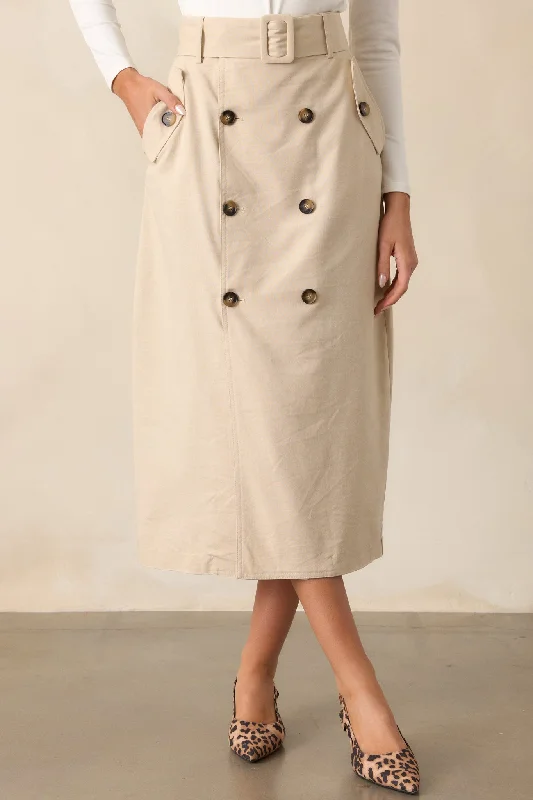 Effortless Edge Light Beige Maxi Skirt linen skirt relaxed