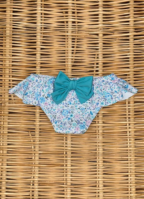 Blue Flower Swimsuit Elegant Swim Dress