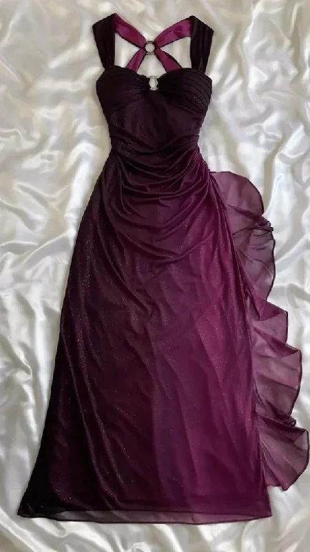 Purple Sweatheart Shiny Ruffle Vintage Long Party Dress, DP2518 Tunics Hiking breathable Purple Sweatheart Shiny Ruffle Vintage Long Party Dress, DP2518 Tunics Hiking breathable