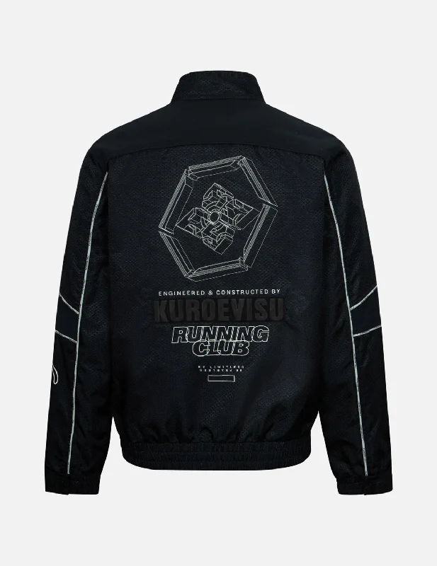 Mechanical Kamon Patterns Regular Fit Rider Jacket Embroidered Jacket Appliqued Jacket Beaded Jacket
