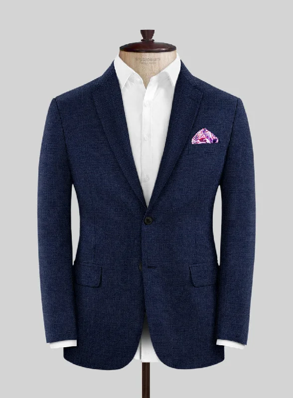 Reda Hopsack Blue Wool Jacket Oversized Jacket Tailored Jacket Straight Jacket