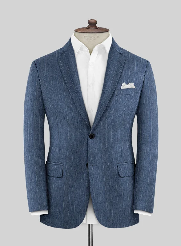 Caccioppoli Sun Dream Bansco Blue Wool Silk Jacket Notch Collar Jacket Peter Pan Collar Jacket Cowl Neck Jacket