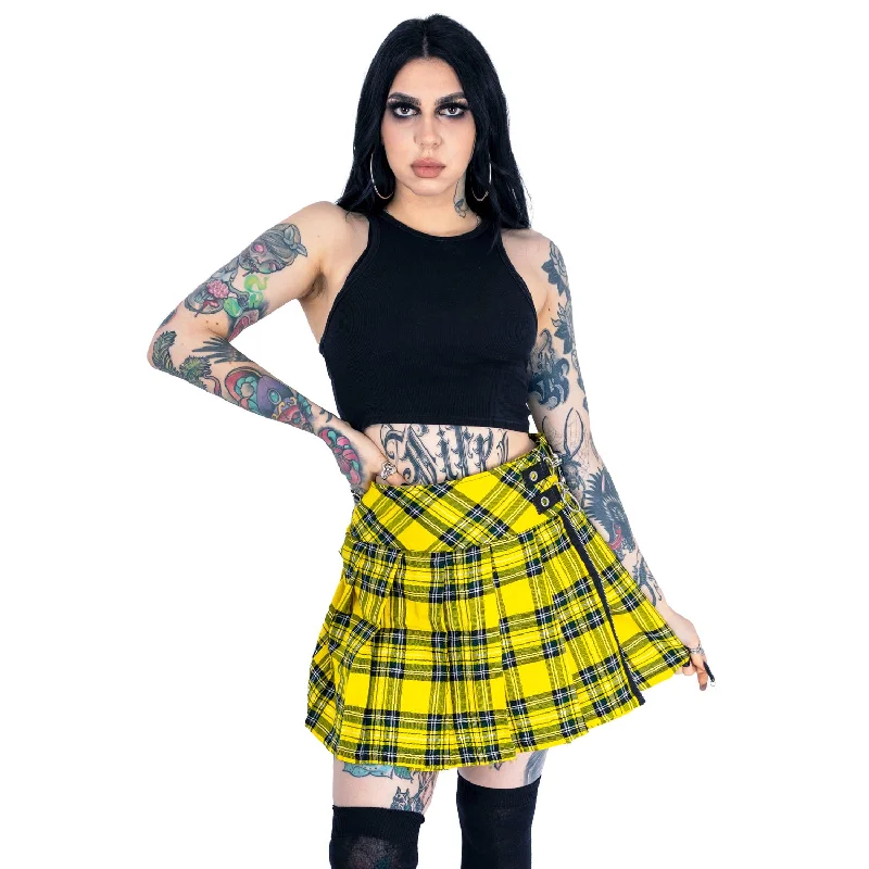EFFEMY SKIRT - YELLOW CHECK cashmere skirt soft