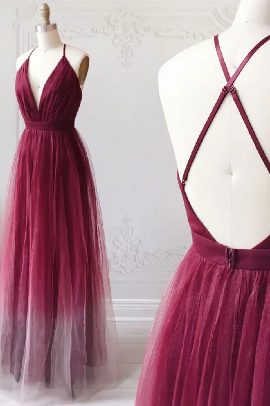 A-line Spaghetti Straps Ombre Long Tulle Prom Dress Party Dress OKR69 Tunics Stylish elegant A-line Spaghetti Straps Ombre Long Tulle Prom Dress Party Dress OKR69 Tunics Stylish elegant