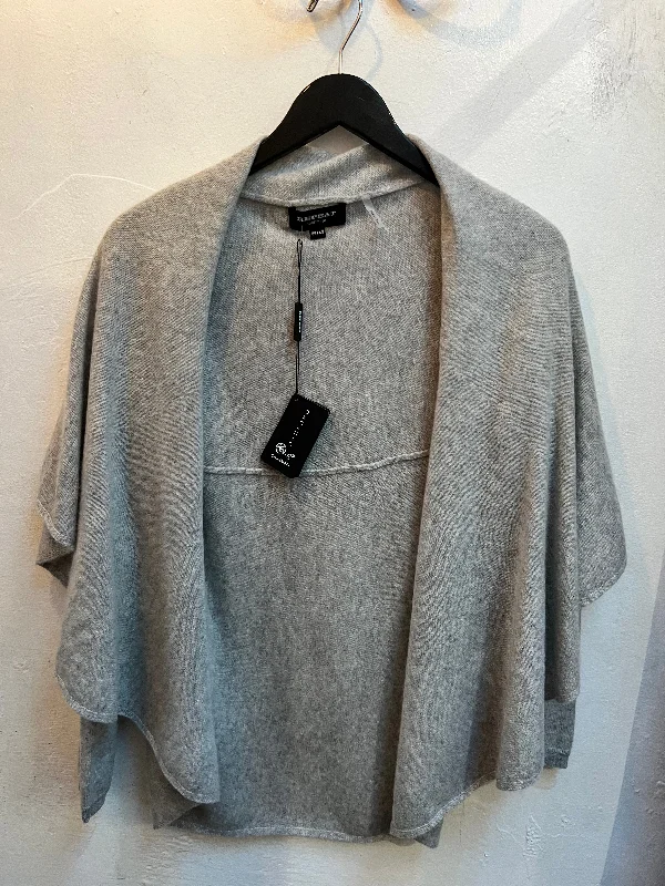 Silver Grey Shawl Cashmere Cardigan Elasticated Padded Insulated