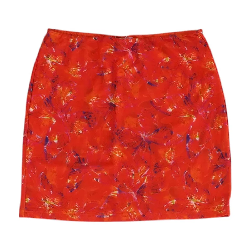 Red Misc Mini Skirt chiffon skirt airy