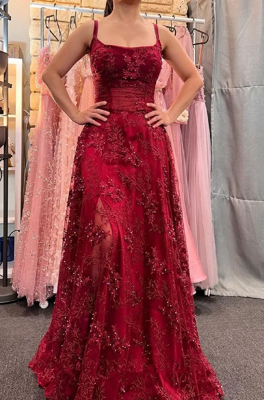 Wine Red Spaghetti Straps A-Line Long Evening Party Dress, DP2496 Tunics Favorite customer Wine Red Spaghetti Straps A-Line Long Evening Party Dress, DP2496 Tunics Favorite customer