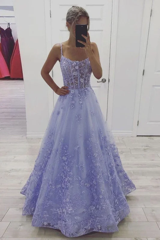 Lavender Lace Appliques A-line Tulle Long Prom Dresses Evening Party Dress OK1172 Tunics Custom made Lavender Lace Appliques A-line Tulle Long Prom Dresses Evening Party Dress OK1172 Tunics Custom made