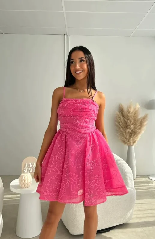 Hot Pink Short Party Dress Spaghetti Straps A-Line Birthday Dress, DP2428 Tunics Recommended stylist