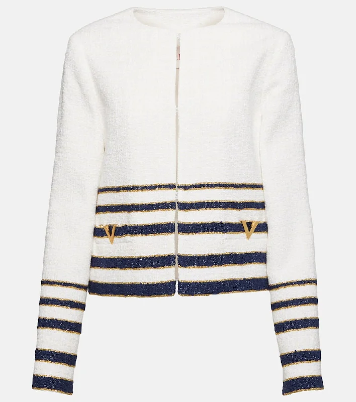 Valentino VLogo striped jacket Faux Fur Jacket Real Fur Jacket Shearling Jacket