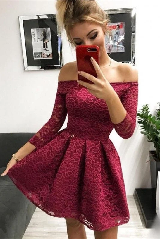 Pretty Lace Short Homecoming Dresses With Sleeves Party Dresses Tunics Plaid country Pretty Lace Short Homecoming Dresses With Sleeves Party Dresses Tunics Plaid country