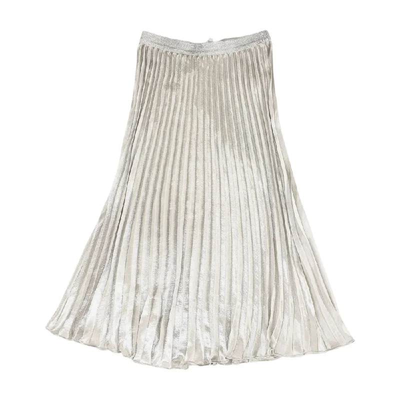 Silver Solid Midi Skirt patchwork skirt art