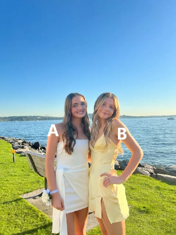 White Strapless Short Party Dress Sheath Homecoming Dress, DP2733 Tunics Essential wardrobe White Strapless Short Party Dress Sheath Homecoming Dress, DP2733 Tunics Essential wardrobe