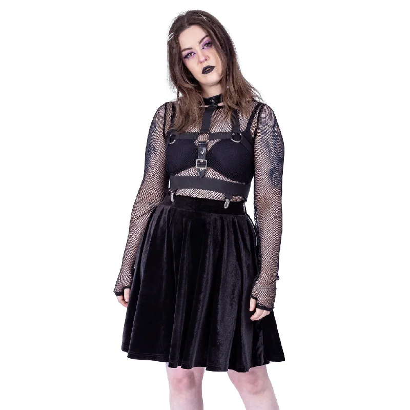 ELRENE SKIRT - BLACK VELVET denim skirt trendy
