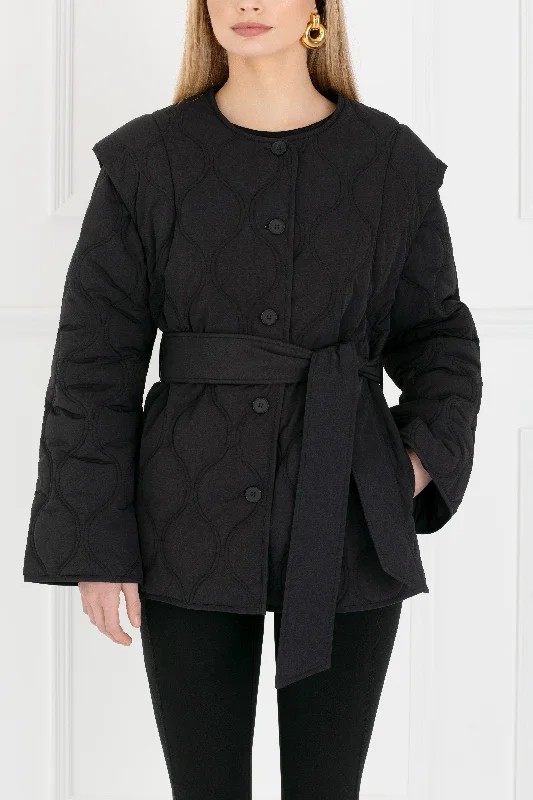 "The Nicola" - Quilted Gilet Jacket (Black) Fleece Jacket Down Jacket Feather Jacket