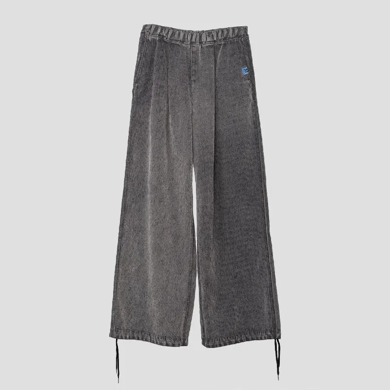 FLOCKED DENIM GATHERED PANTS Cozy Jogger Leggings