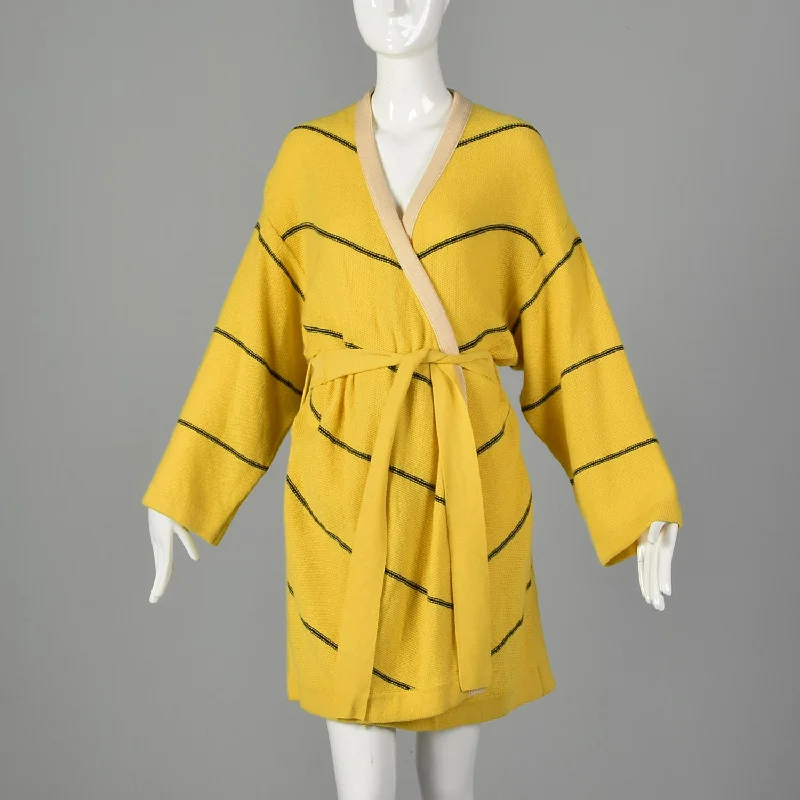 Medium Sonia Rykiel 1990s Yellow Heavy Cardigan Jacket Velvet Chenille Corduroy