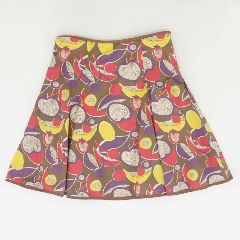 Brown Fruit Midi Skirt velvet skirt glossy