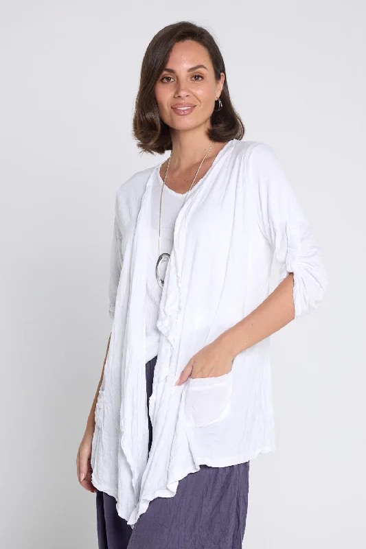 Teegan Crush Cardigan - White Casual Formal Business