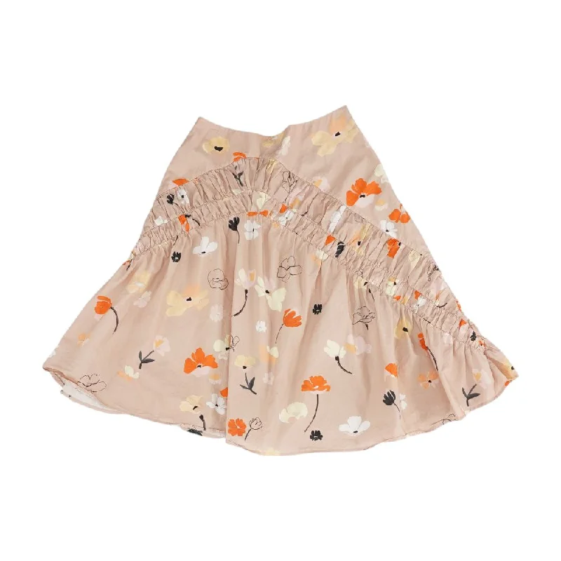 Mauve Floral Midi Skirt mini skirt trendy