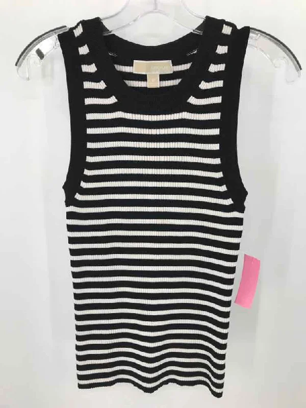 Pre-Owned MICHAEL Michael Kors Black Size Medium Stripe Tank Top silver tank top