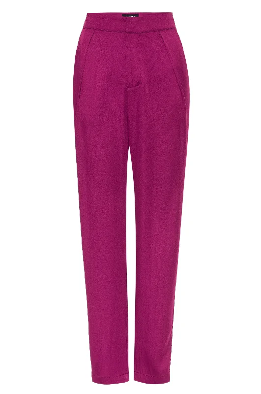 RHODES Fuschia Satin Tuxedo Pant Warm Wool Trousers