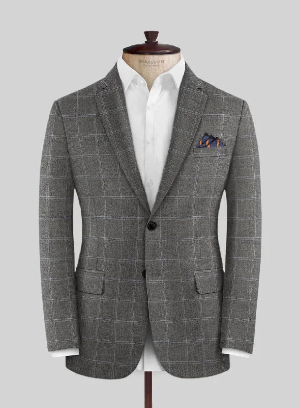 Reda Igidro Gray Checks Wool Jacket Fitted Jacket Loose Jacket Oversized Jacket