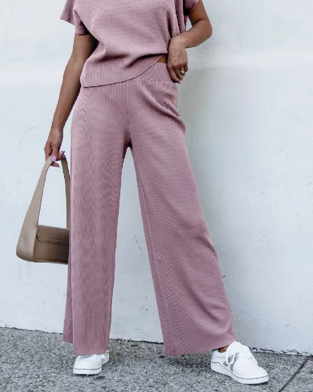 Muse By Magnolia Ribbed Lounge Pants - Mauve - FINAL SALE Stylish Harem Pants