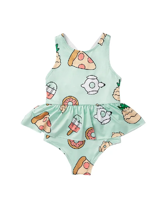 Monica + Andy Ruffle Skirt Swimsuit High-Waisted Swimwear