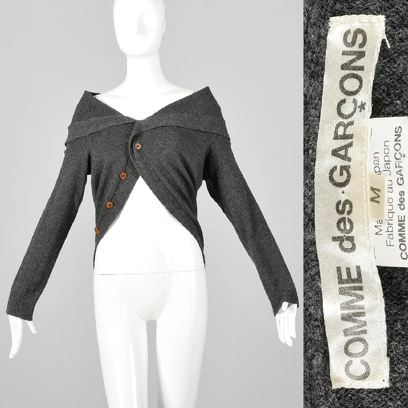 Comme des Garçons Fall 2002 Ready to Wear Gray Circle Cardigan Herringbone Houndstooth Plaid