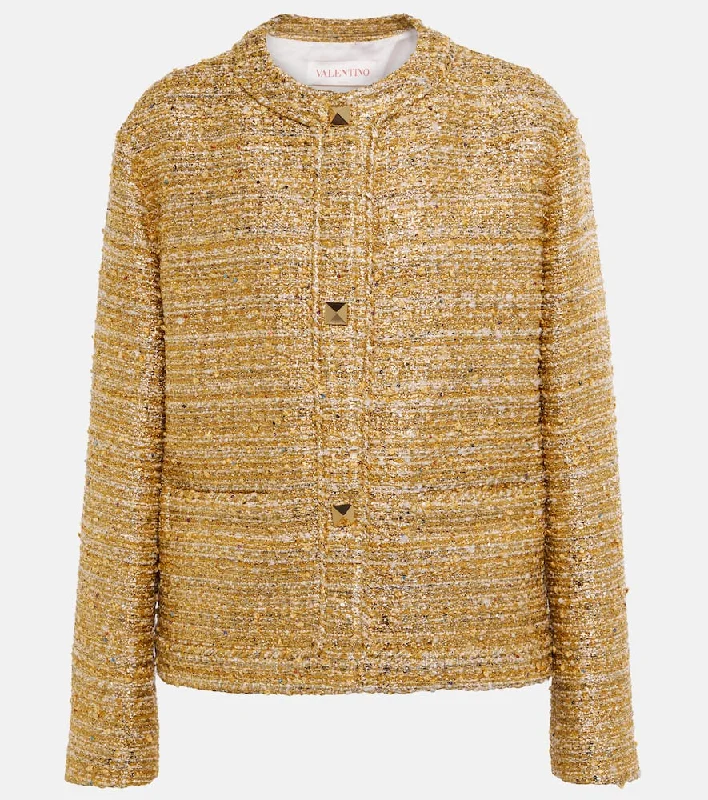 Valentino Sequined metallic tweed jacket Mesh Jacket Canvas Jacket Denim Jacket