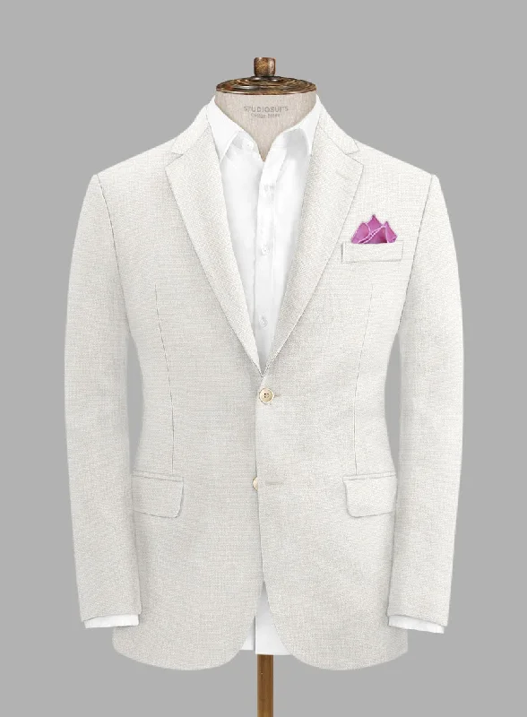 Solbiati Art Du Lin Ivory Linen Jacket Tiered Jacket Buttoned Jacket Zippered Jacket