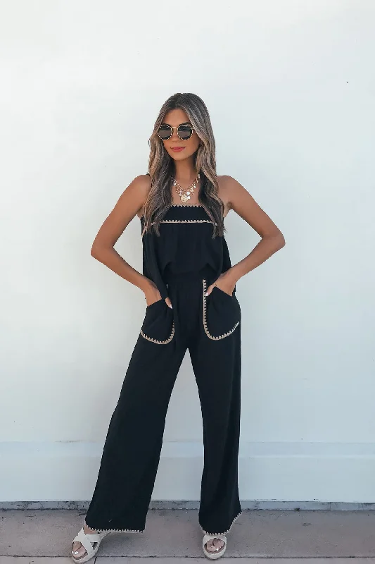 Vintage Havana Black Linen Wide Leg Pants | Pre Order Chic Checkered Pants