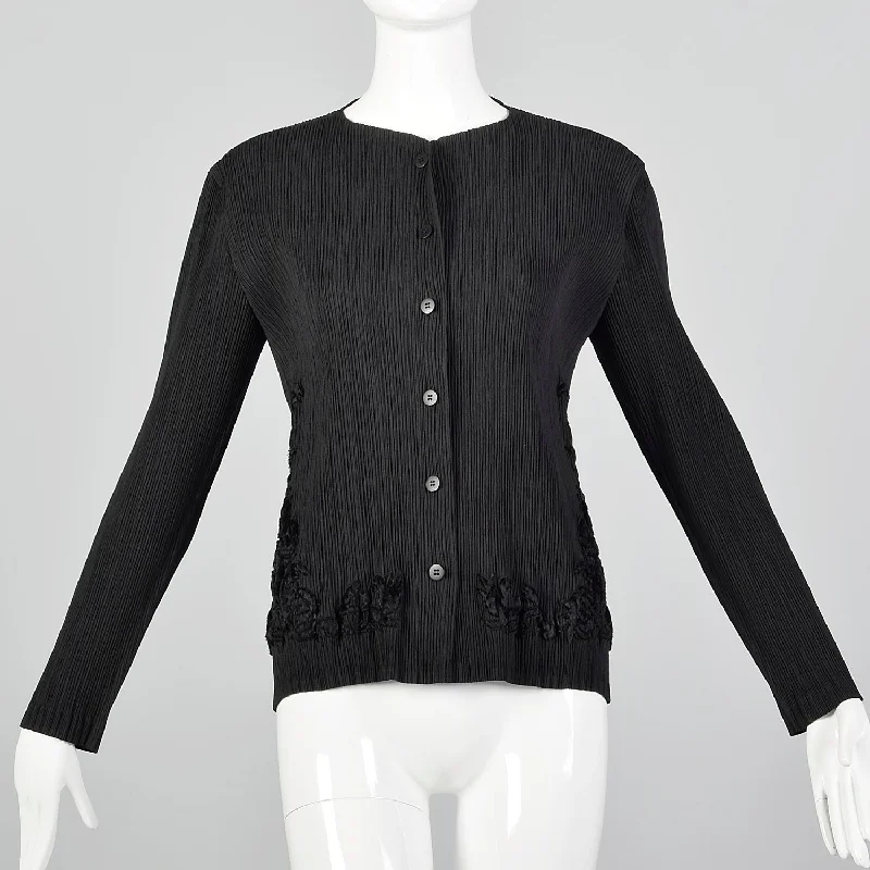 Medium Issey Miyake 1990s Pleated Cardigan Machine Wash Dry Clean Hand Wash