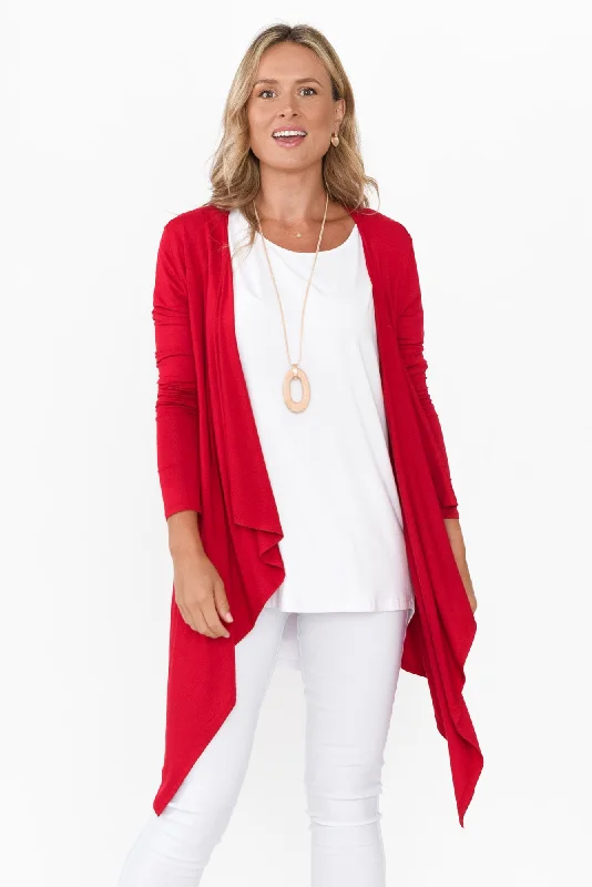 Cherry Bamboo Waterfall Cardigan Elegant Classic Vintage