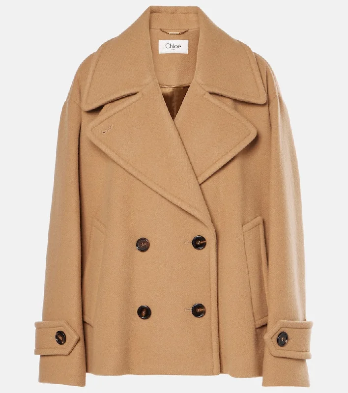 Chloe Double-breasted wool-blend jacket Welt Pockets Slit Pockets Flap Pockets