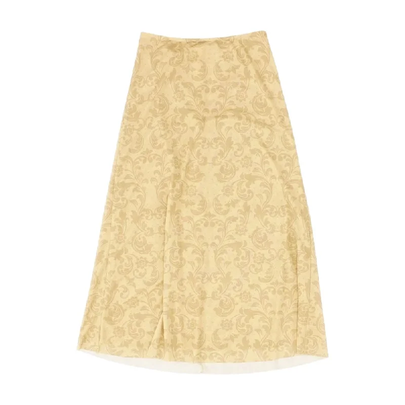 Tan Graphic Midi Skirt lightweight skirt design