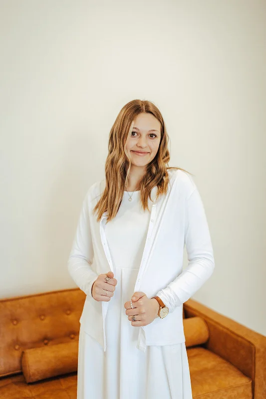 Elisabeth Cardigan White Soft Cozy Warm
