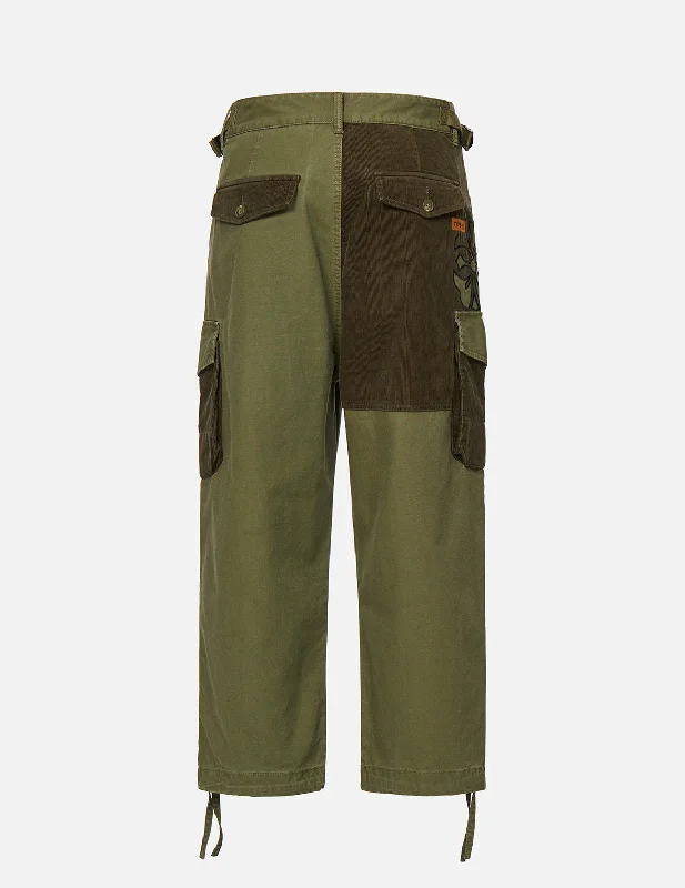 Kamon Appliqué Fabric Blocking Cargo Pants Trendy Printed Pants