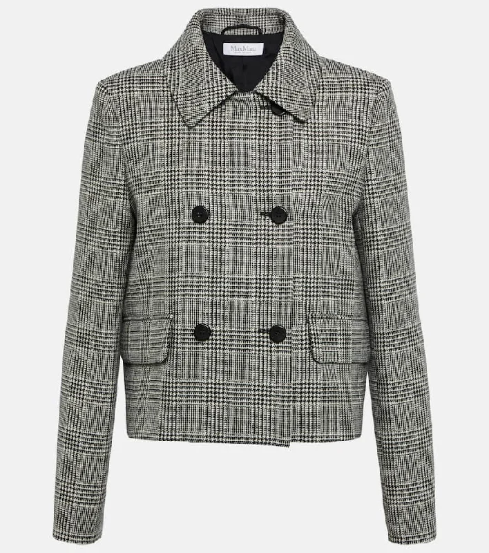 Max Mara Facella houndstooth wool jacket One-Shoulder Jacket Off-the-Shoulder Jacket Asymmetrical Jacket