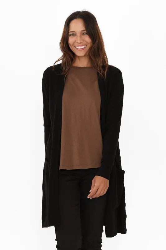 Mary Black Pocket Cardigan Rayon Fabric Velvet Fabric Corduroy Fabric